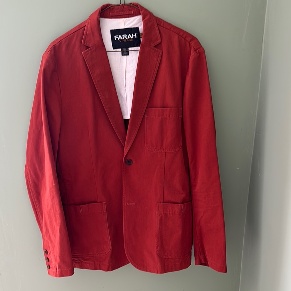 Farah Orange Blazer | 100% Cotton | Lightweight & Bold | Unconstructed | 38R